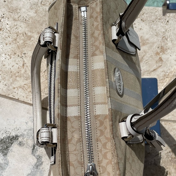 Coach NEW YORK Legacy Med. Candace Satchel in Sig. C Print w/Stripes & Silver HW - Picture 10 of 14